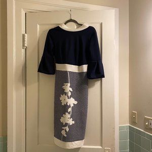 Lada Lucci Navy and White dress with flowery detail